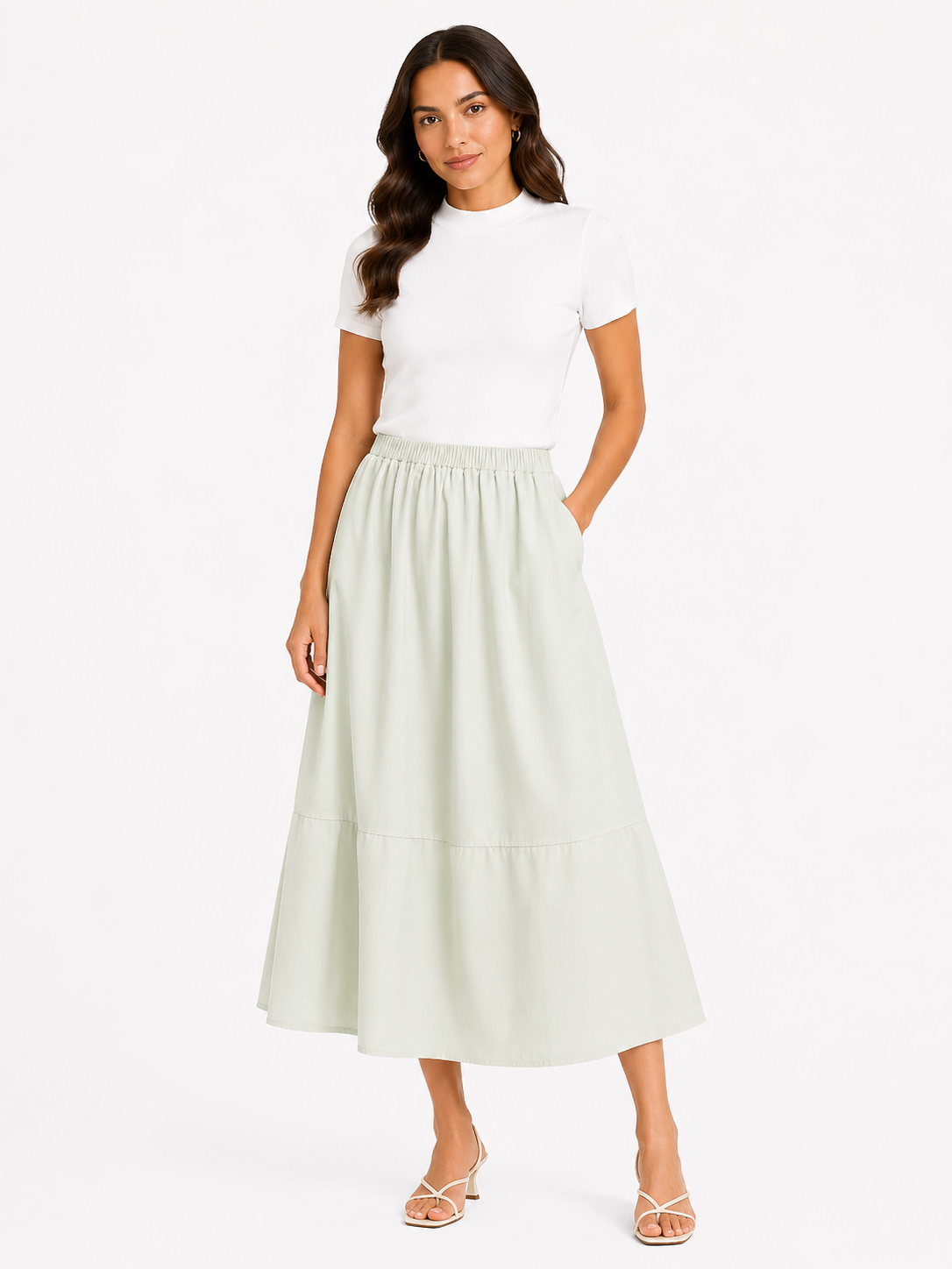 Mint green a-line maxi skirt