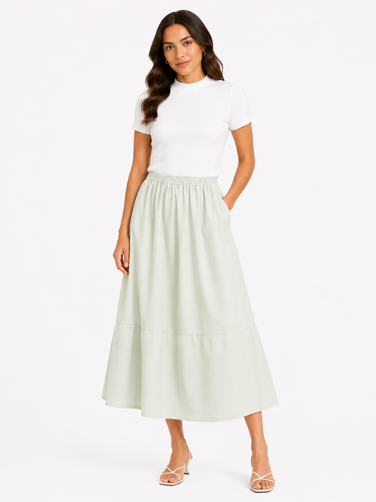 Mint green a-line maxi skirt