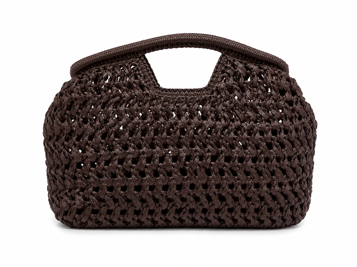 Chocolate woven mini handbag