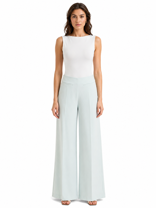 Pastel blue wide-leg tailored pants