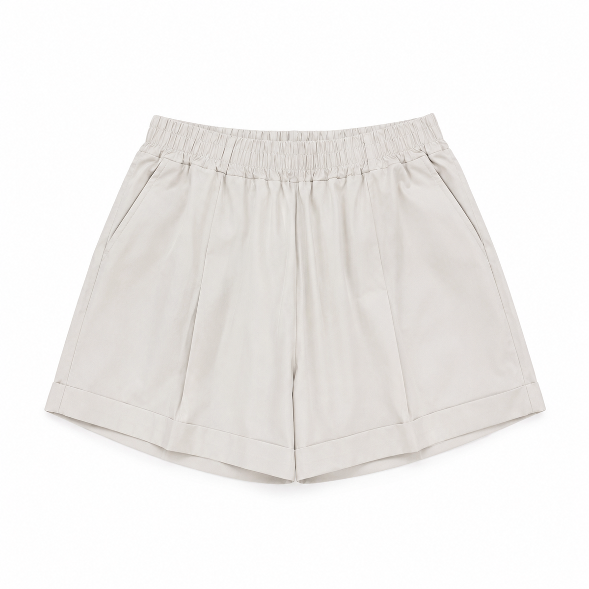 High-waist elastic waist tailored short-white