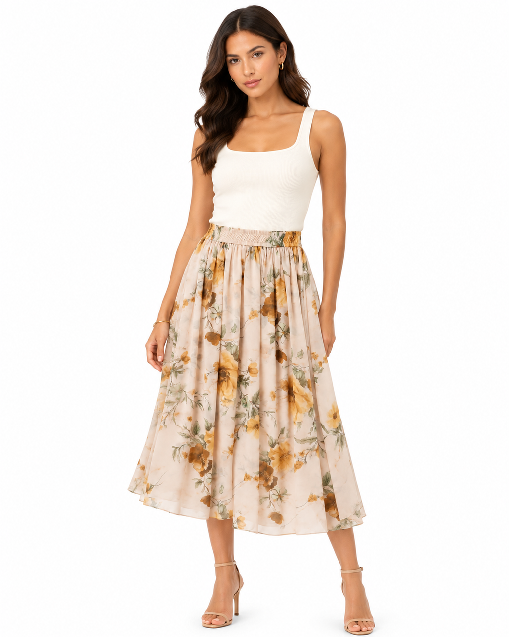 Women’s Blush Floral Chiffon Maxi Skirt