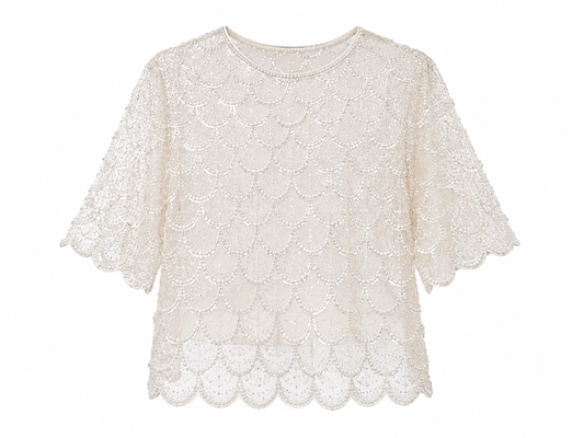 Pearl scallop beaded top