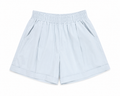 Powder blue elastic waist tailored shorts