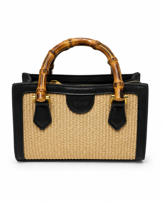 Mini woven bamboo handle bag