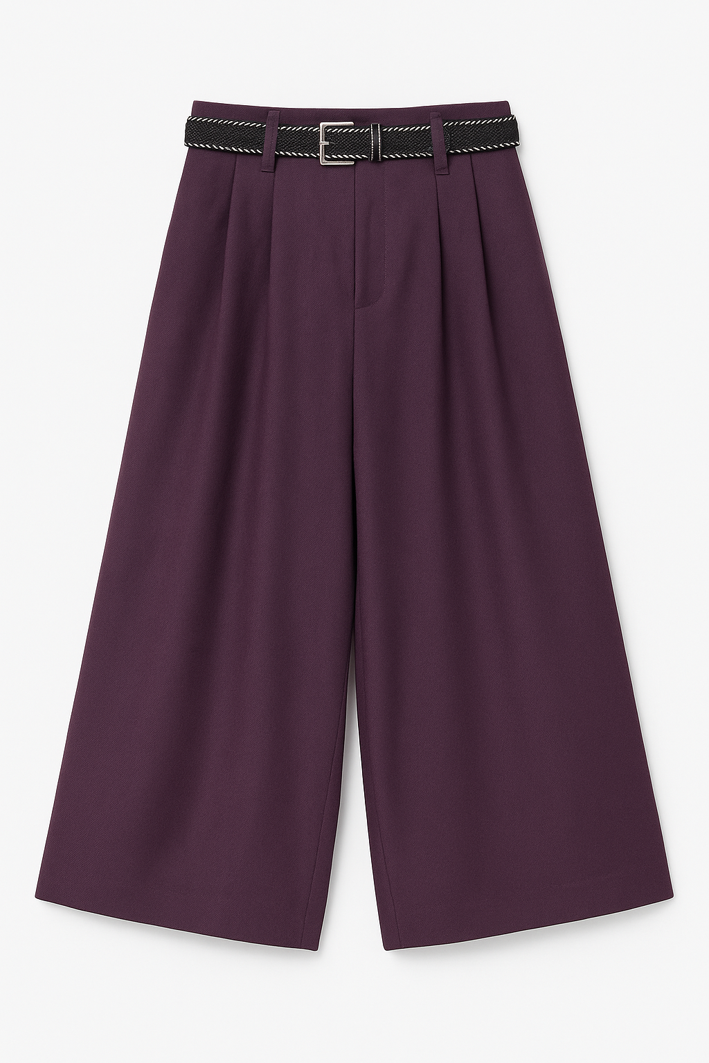 Plum Wide-Leg Culotte Pants