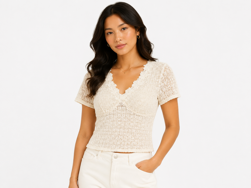 Floral lace v-neck top