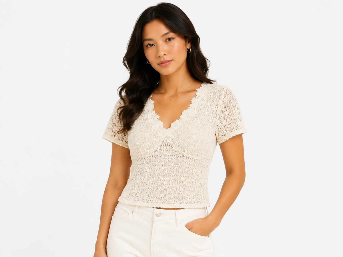 Floral lace v-neck top