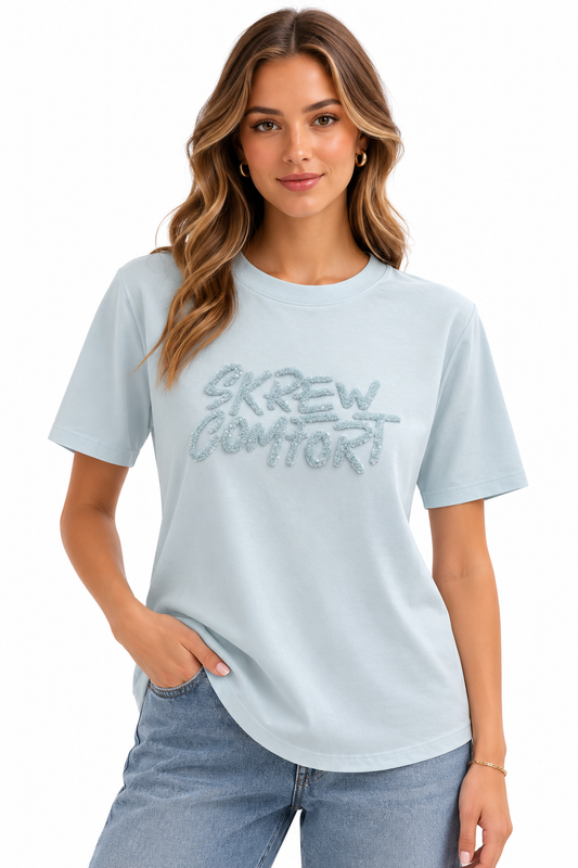 Sky blue sequin comfort t-shirt