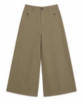 Khaki high-waisted wide-leg culotte pants