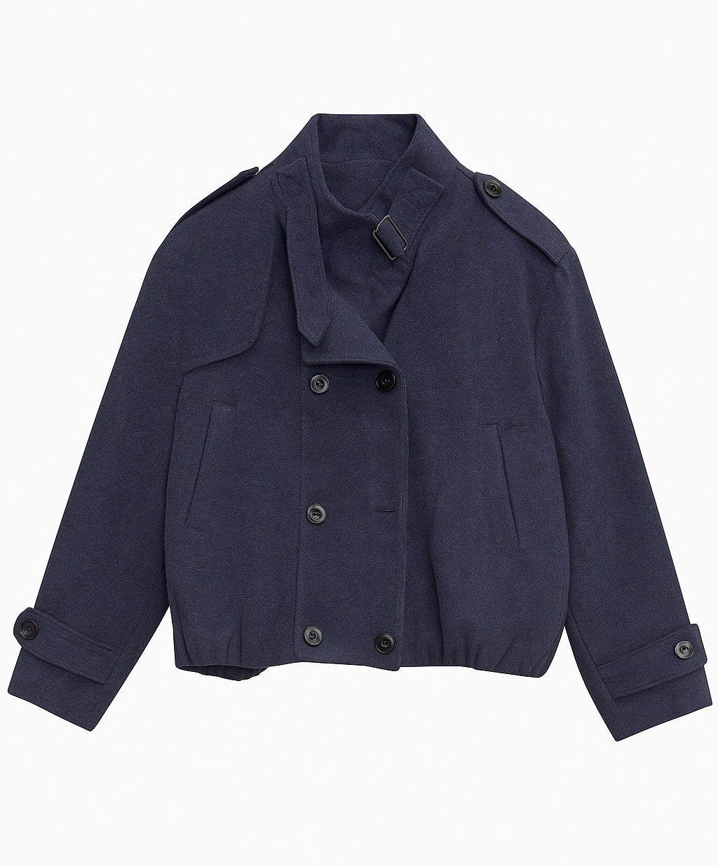 Navy Cropped Wool Jacket