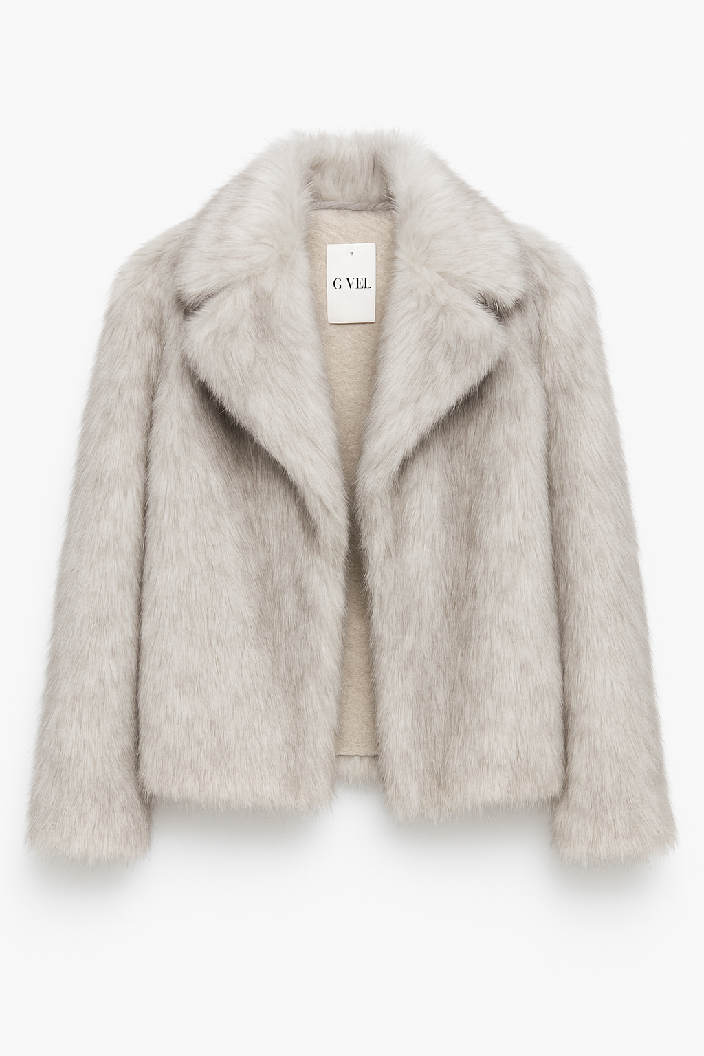 Soft Faux Fur Jacket in Light Grey