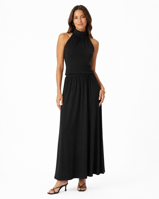 Black halter top& maxi skirt set