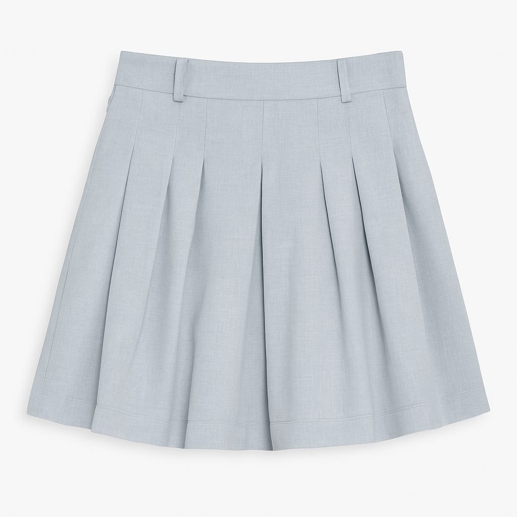 Light Gray Pleated Mini Skirt