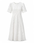 White Embroidered Lace Midi Dress