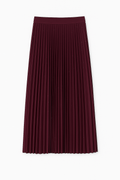 Burgundy Pleated Midi Skirt