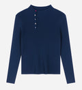 Navy Half-Button Sweater Top