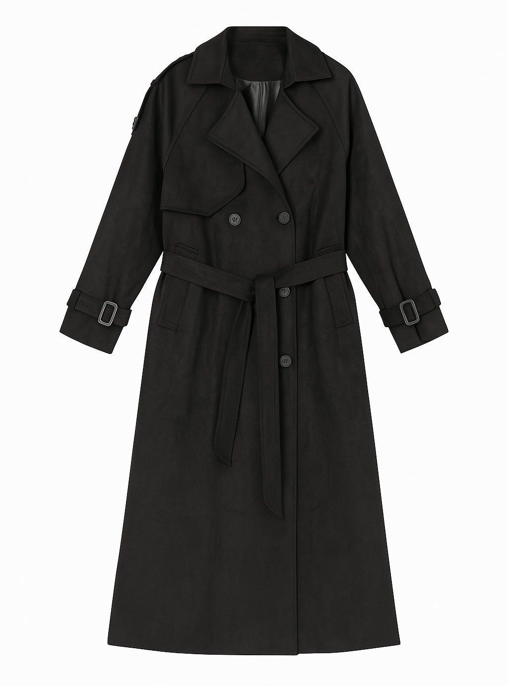 Classic Black Double-Breasted Trench Coat