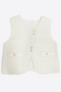 Ivory Wool-Blend Button Vest