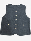 Charcoal Wool-Blend Button Vest