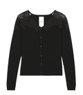 Black Lace Shoulder Button-Up sweater