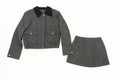 Heather Grey Two-Piece Set :Cropped Jacket & Mini Skirt