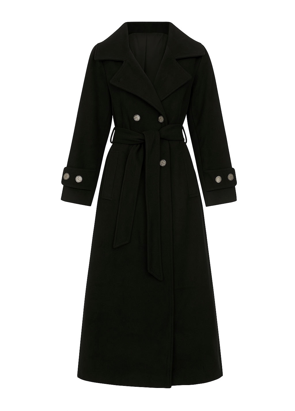 Classic Black Double-Breasted Trench Coat