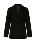 Black Faux Suede Jacket with Draped Collar