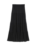 Black Pleated Tiered Maxi Skirt