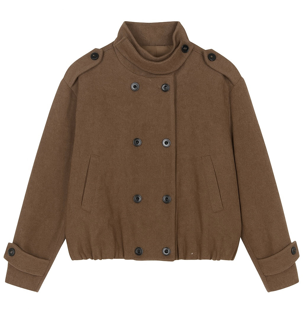 Soft Wool Blend Jacket with Button Detail