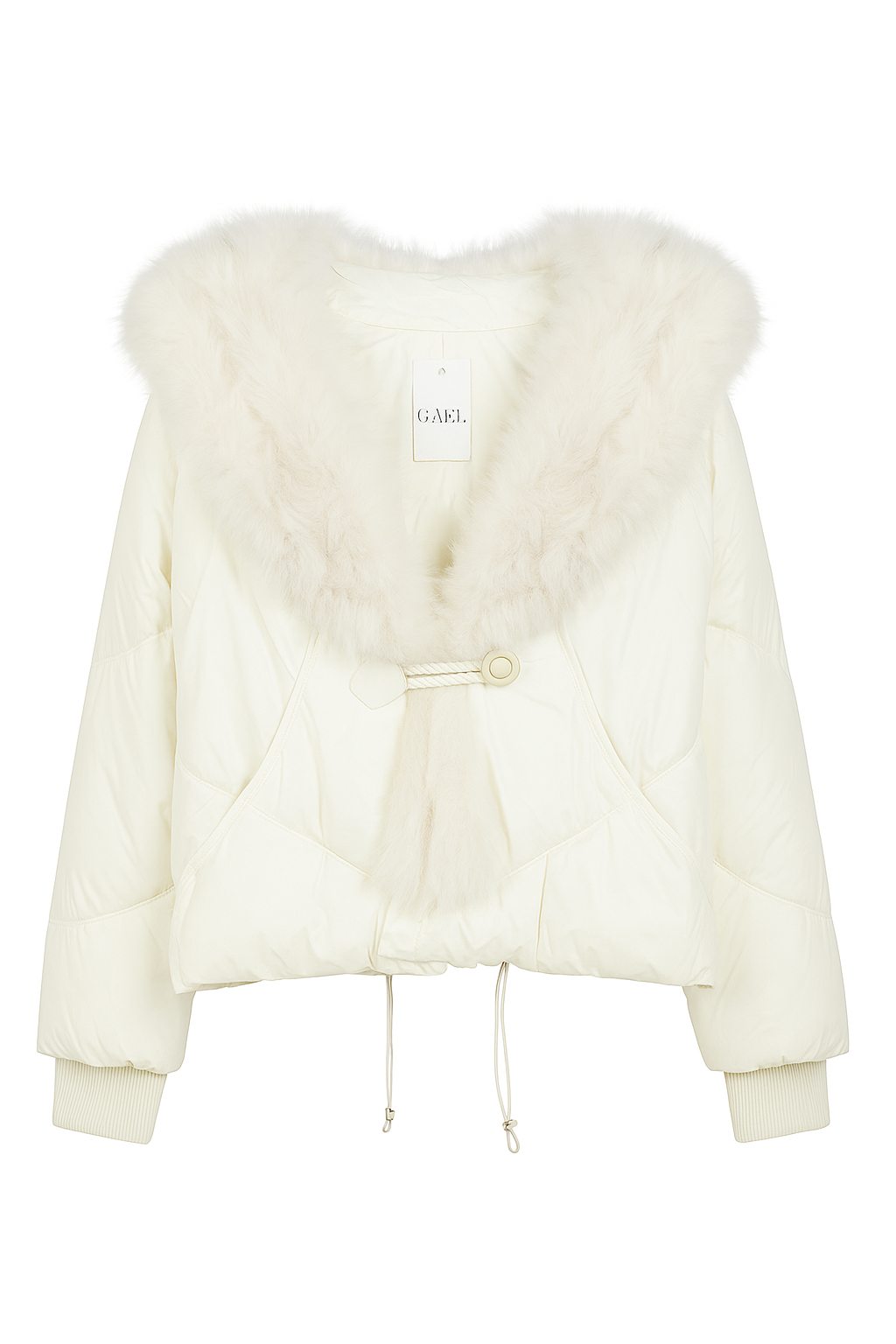 White Faux Fur Hooded Puffer Jacket