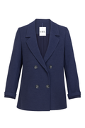 Classic Navy Wool-Blend Double-Breasted Blazer
