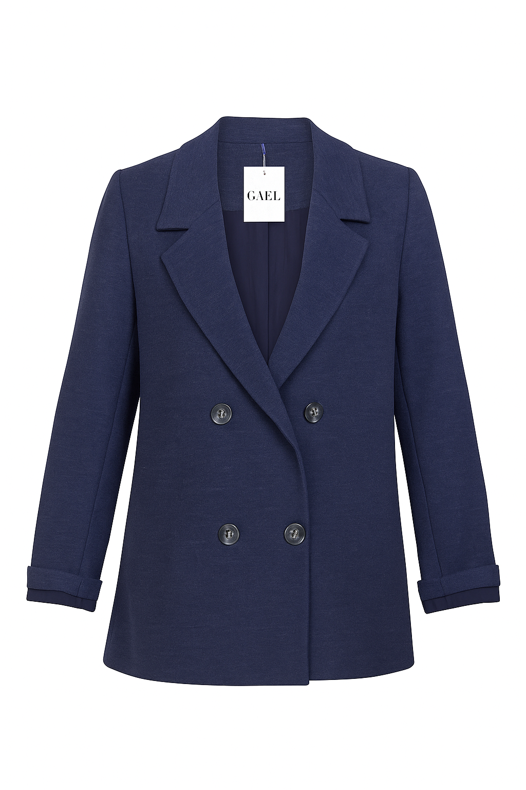 Classic Navy Wool-Blend Double-Breasted Blazer