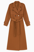 Camel Double-Breasted Trench Coat