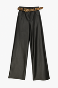 Black Leather Pant with Leopard Belt