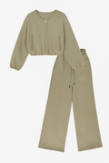 Zip-Up Sweatshirt and Wide-Leg Lounge Pants Set