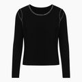 Black Long-Sleeve Top with Keyhole Detail