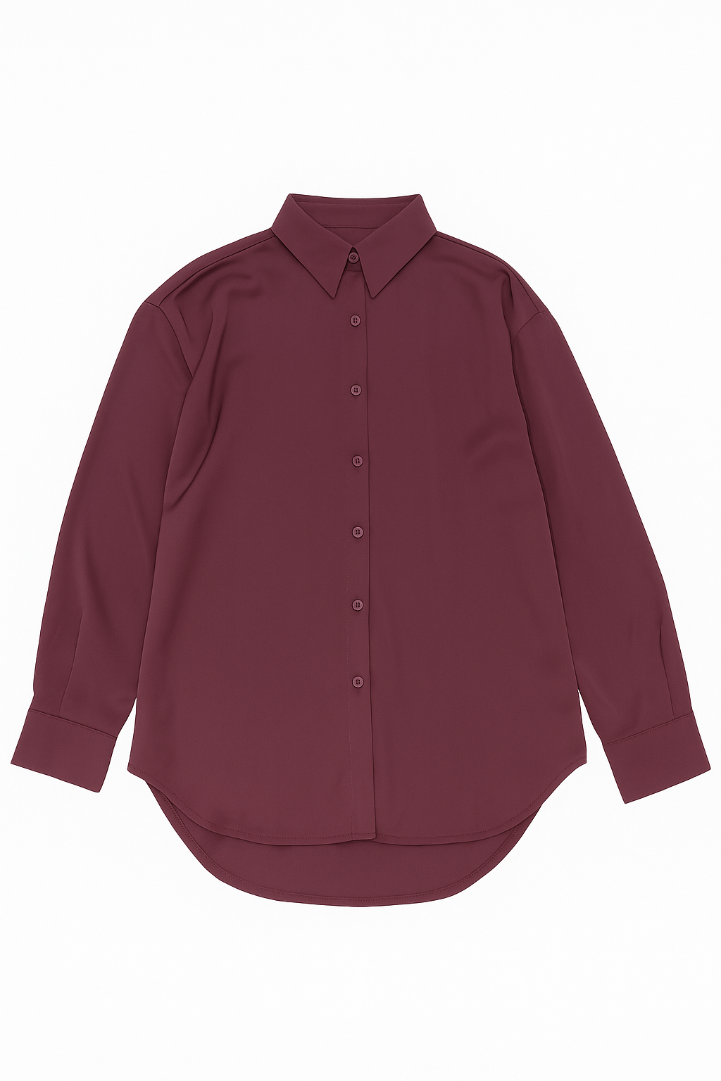 Plum Satin Button-Up Blouse