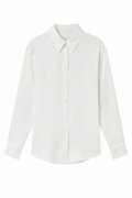 Classic White Satin Button-Up Blouse