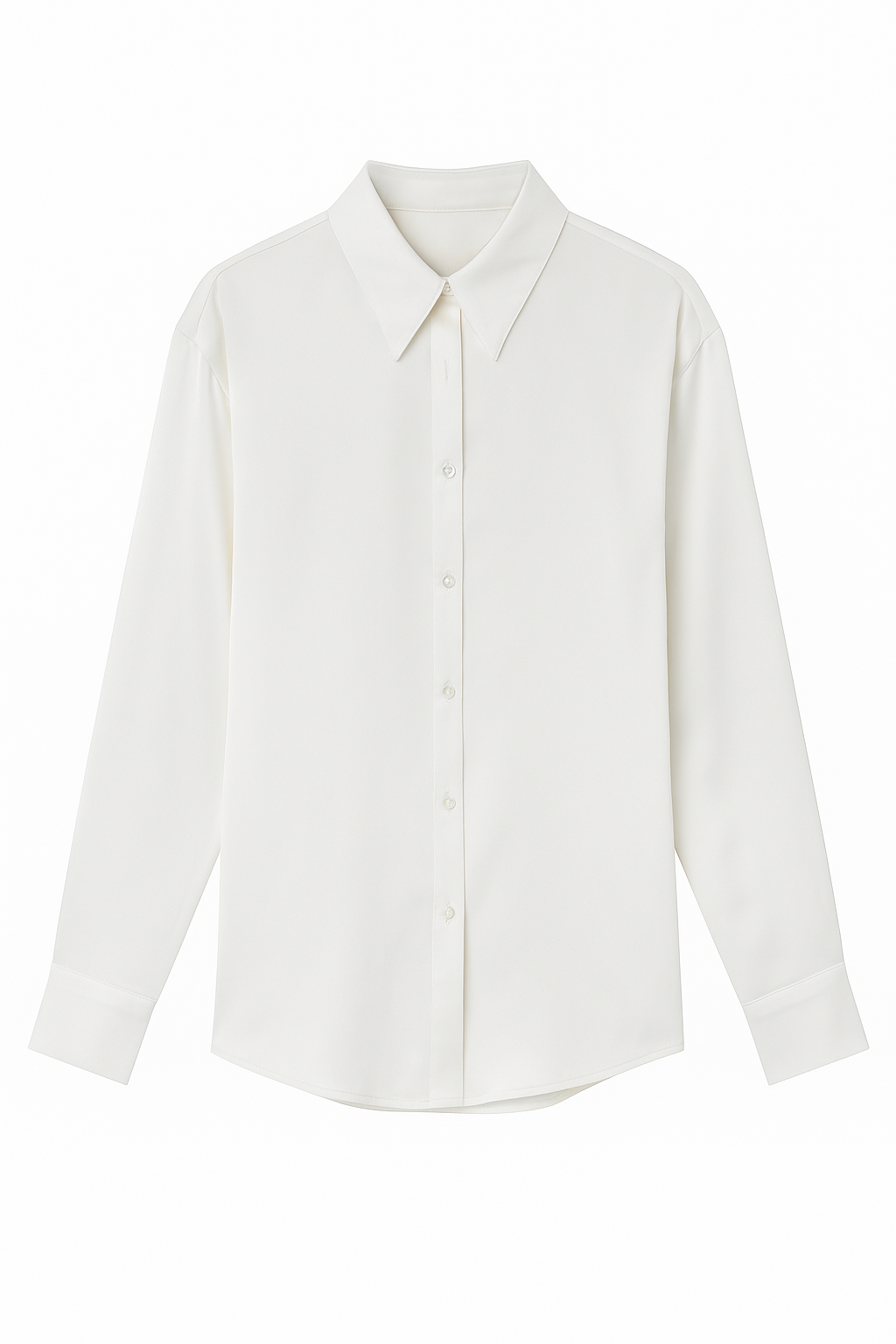 Classic White Satin Button-Up Blouse