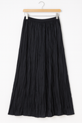 Black Textured Pleated Maxi Skirt
