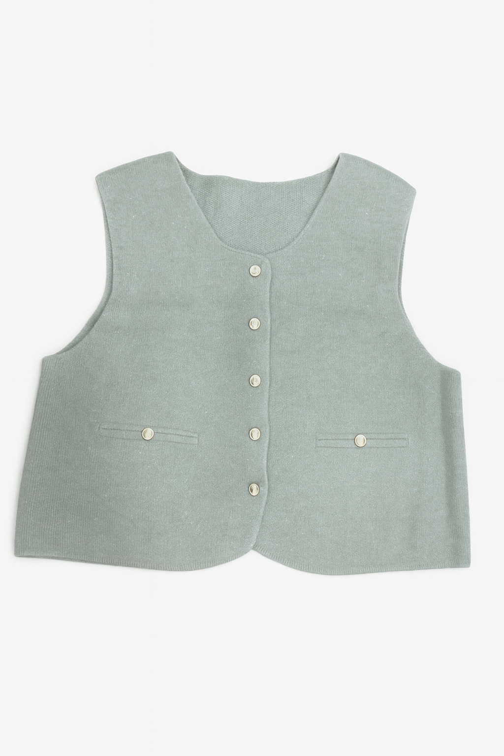 Sage Wool-Blend Button Vest