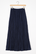 Navy Crinkle Maxi Skirt