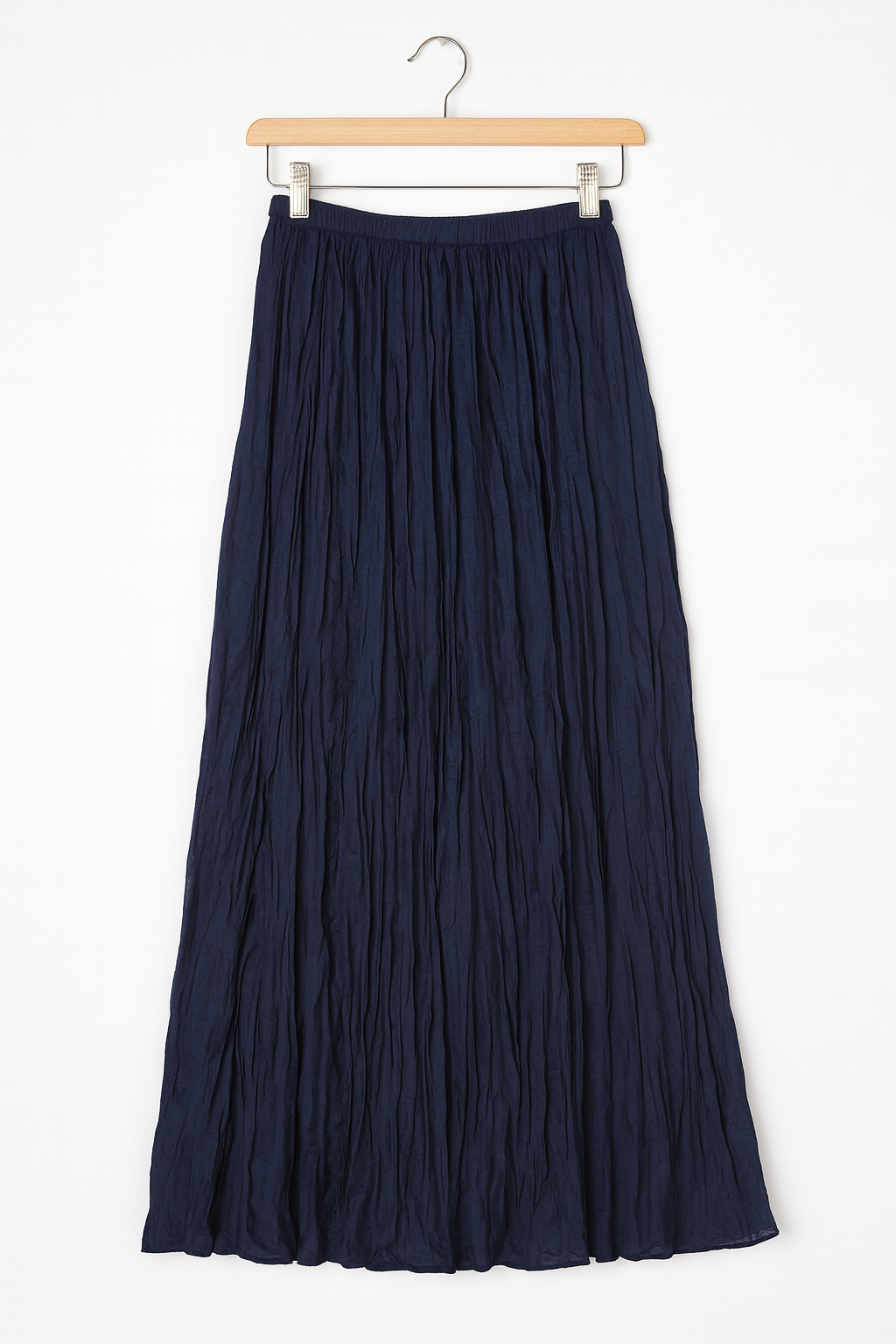Navy Crinkle Maxi Skirt