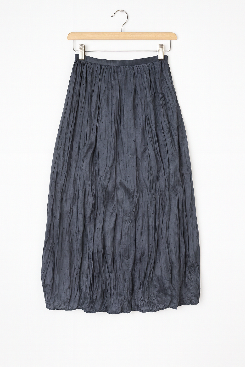 Charcoal Crinkle Maxi Skirt with Subtle Dot Texture