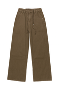 Brown Wide-Leg Casual Pants