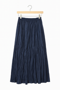 Navy Crinkle Maxi Skirt