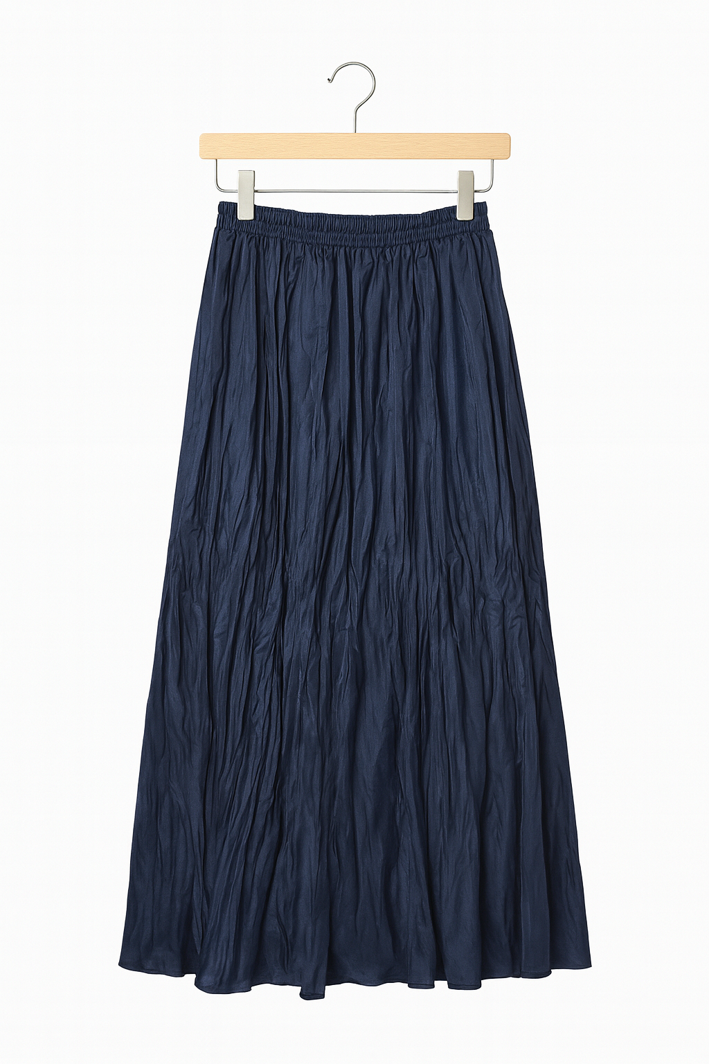 Navy Crinkle Maxi Skirt