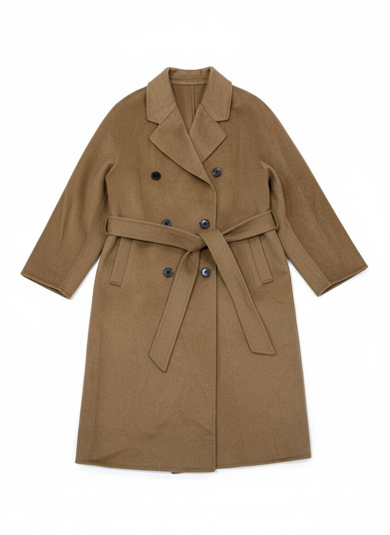 Double-Breasted Belted Coat – Camel