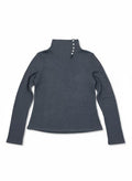 Charcoal High-Neck Button Detail Long Sleeve Top